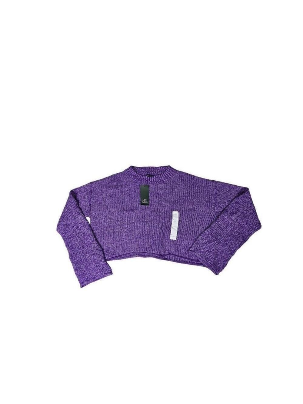 Wild Fable Purple Mock Collared Cropped Sweater Medium